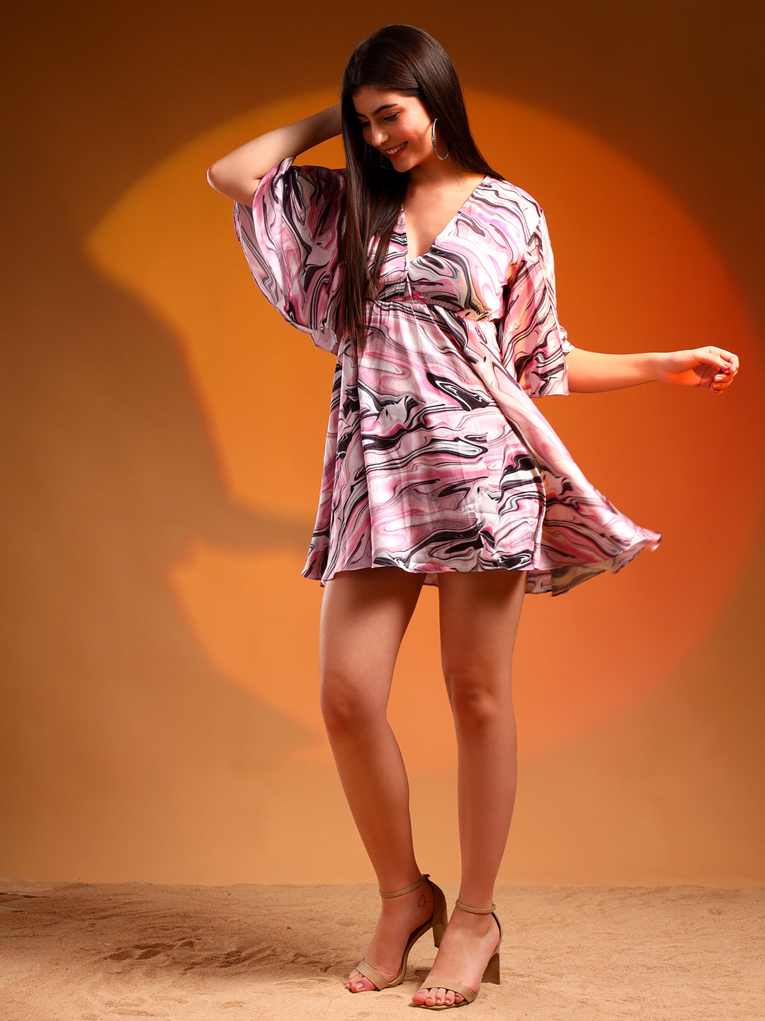 AbstractPrintBeachWearDress-Lilac_Black
