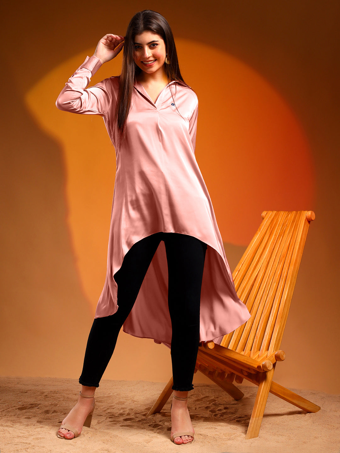 Peach Satin Shirt