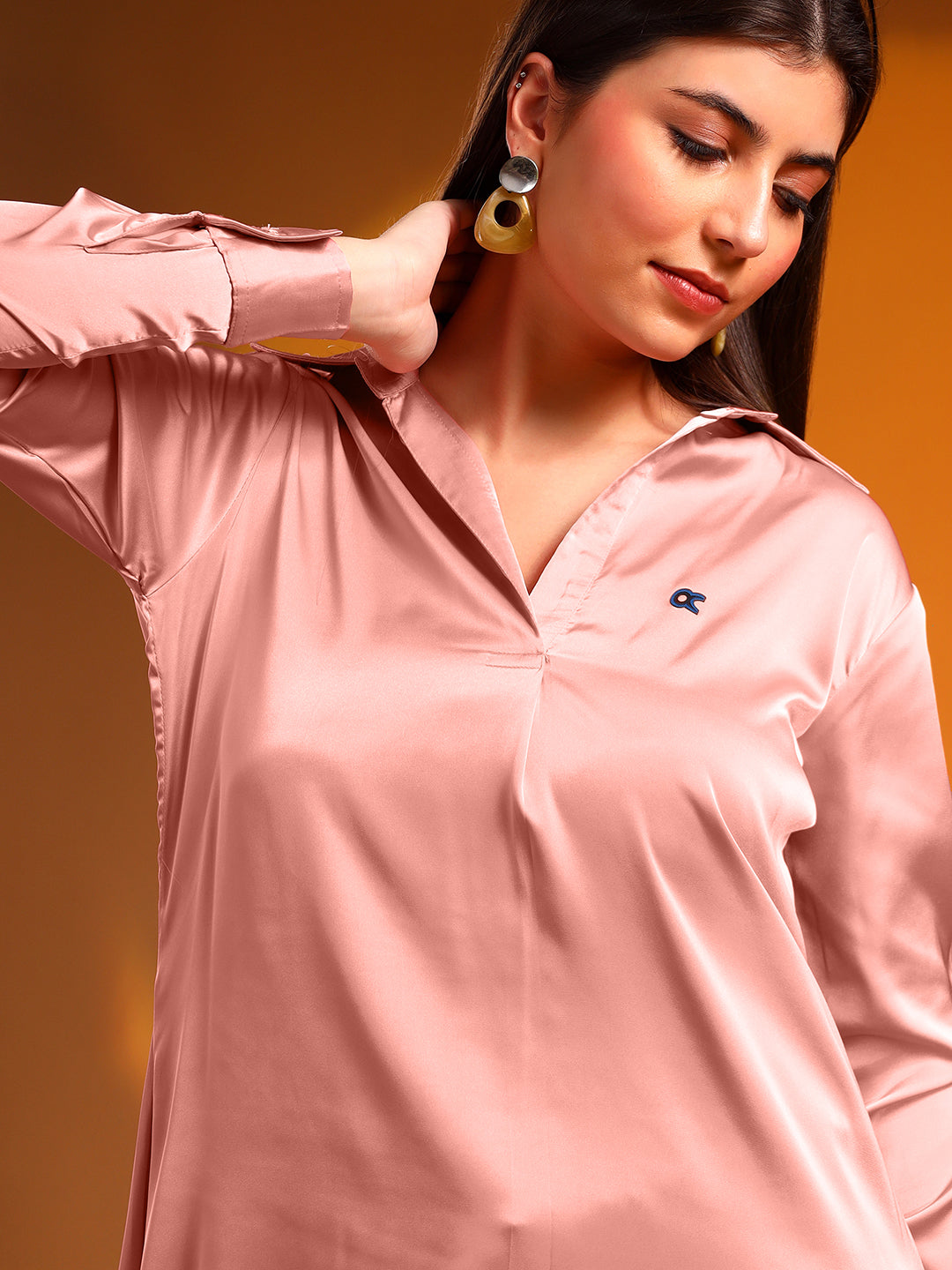 Peach Satin Shirt