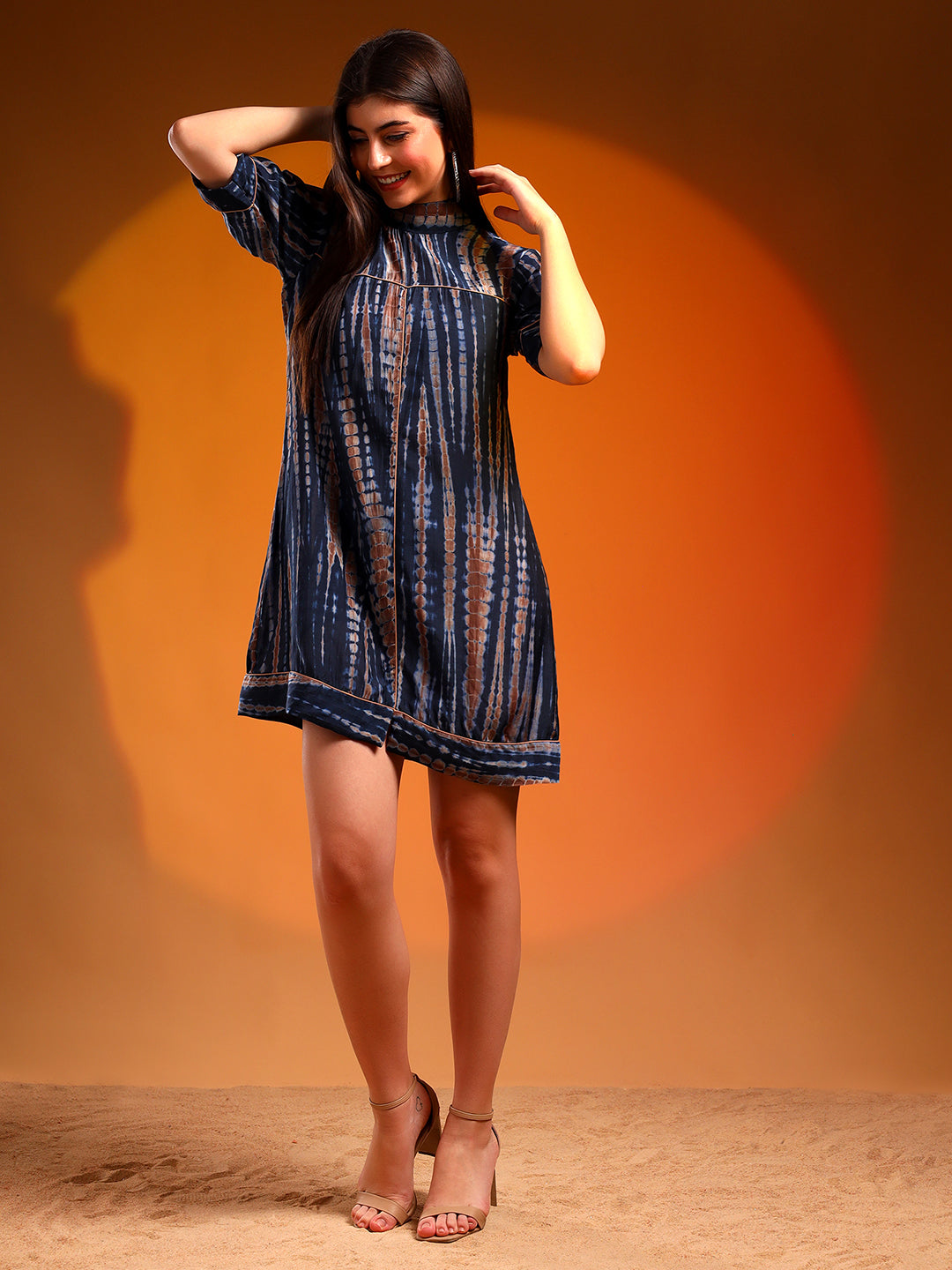 Metallic Blue Shift Dress