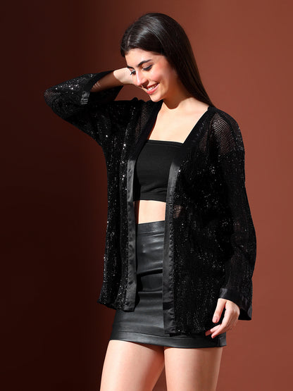 FullSleevedNetShrugBlack