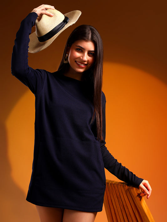 FullSleevedT-shirtDressnavyblue