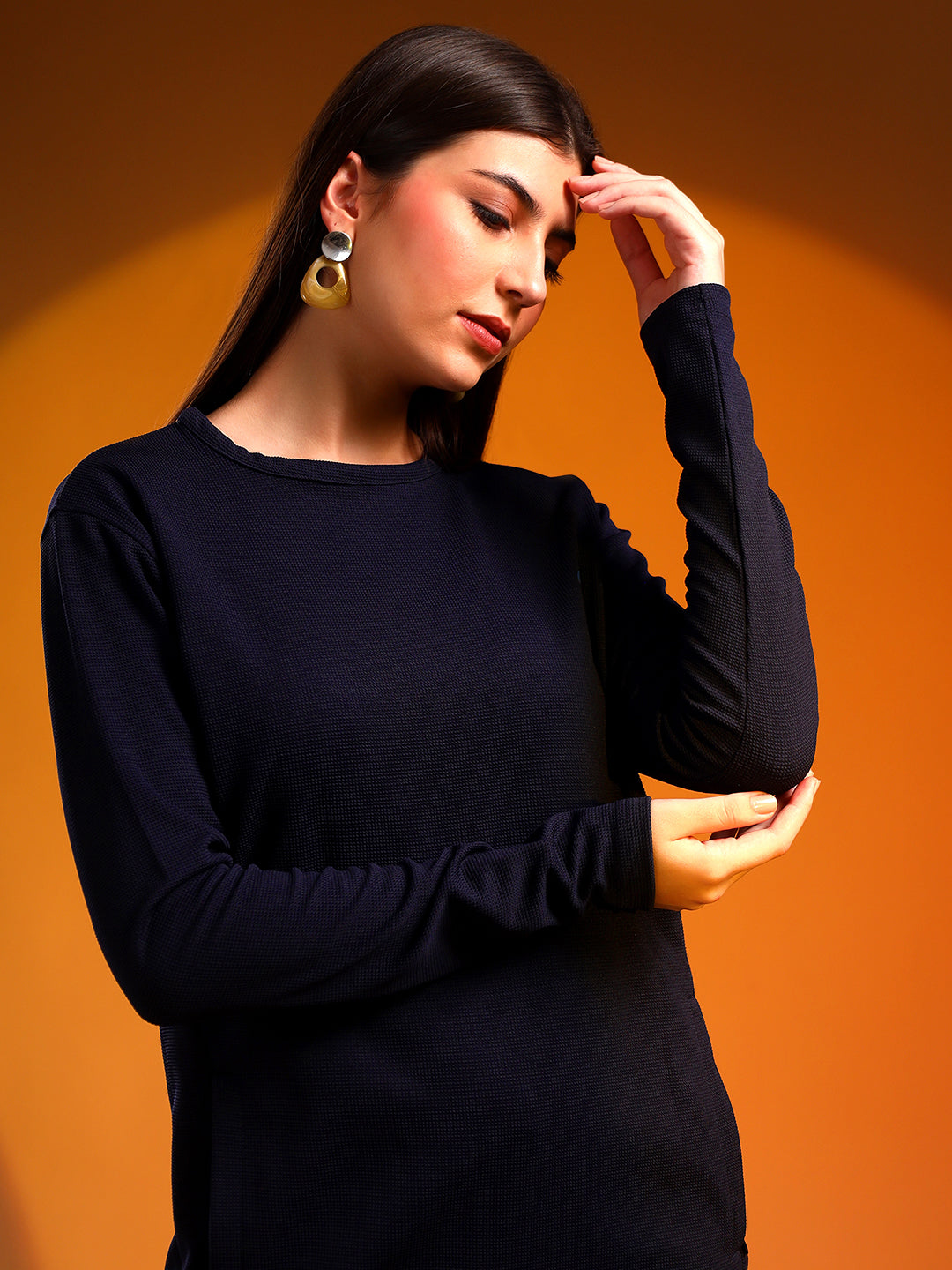 FullSleevedT-shirtDressnavyblue
