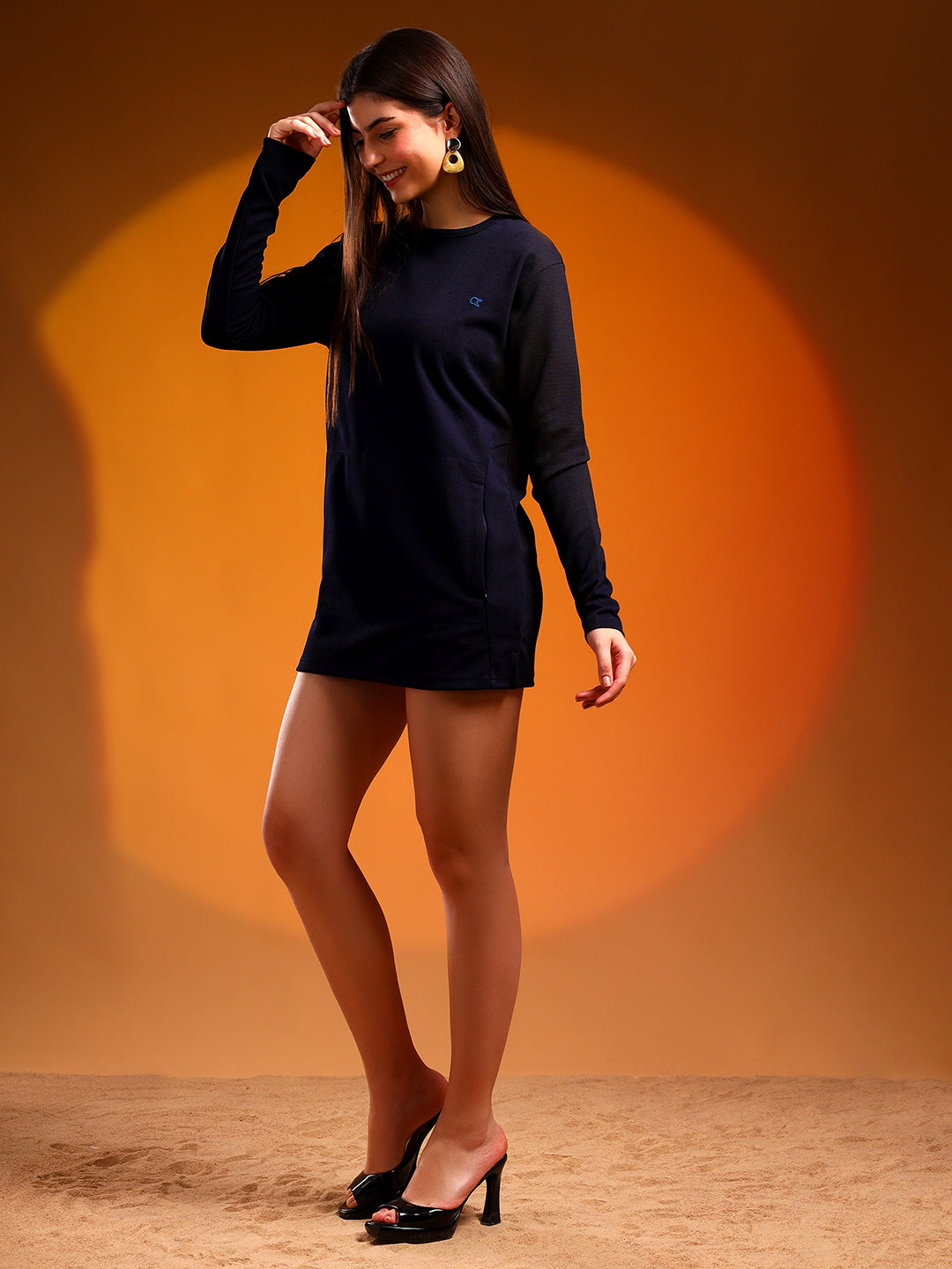 FullSleevedT-shirtDressnavyblue