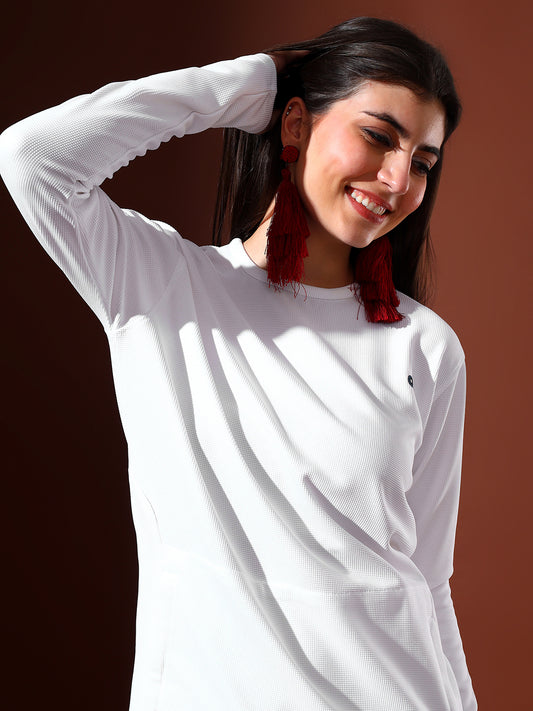 Full-sleeved White T-Shirt Dress