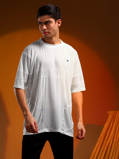 Half-Sleeved White Net T-Shirt