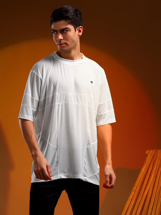 Half-Sleeved White Net T-Shirt