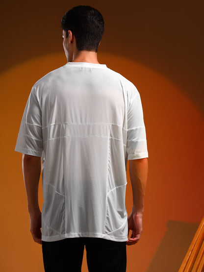 Half-Sleeved White Net T-Shirt