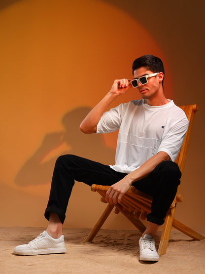 Half-Sleeved White Net T-Shirt