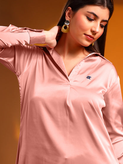 Peach Satin Shirt