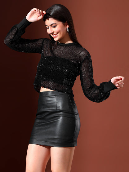 NetCropTopBlack