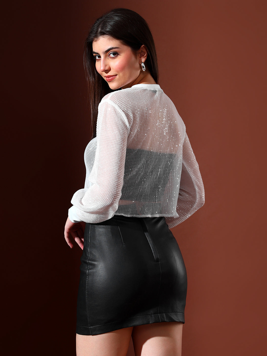 Net Crop Top - White