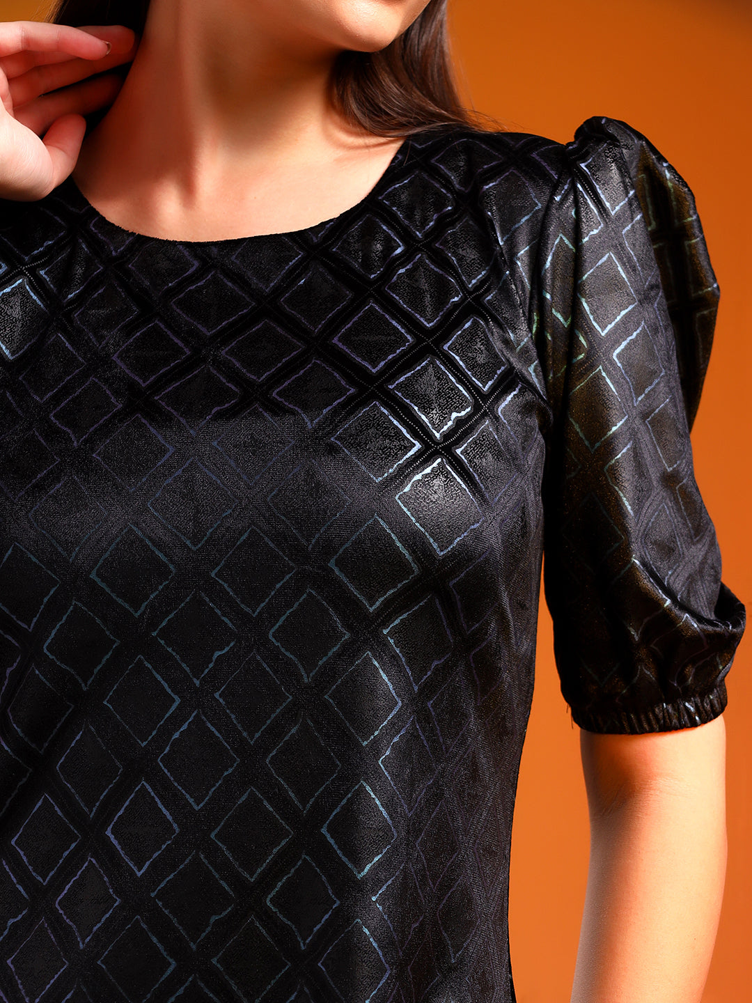 PrintedVelvetDressBlack