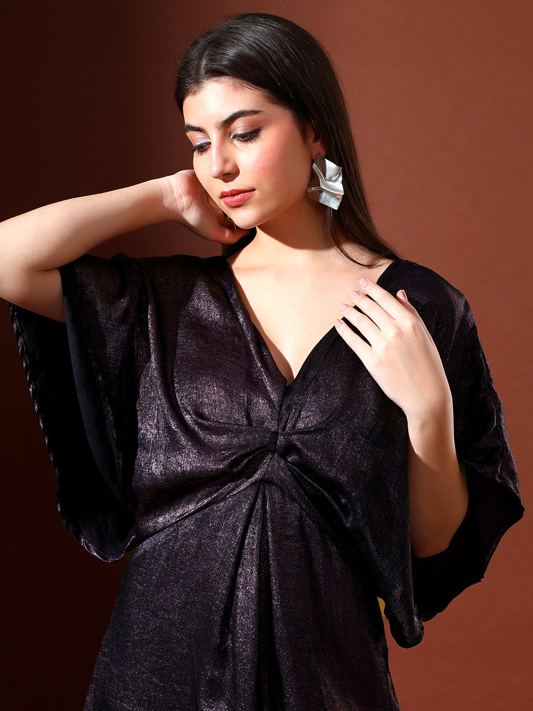 Shimmer Wine Butterfly Dress