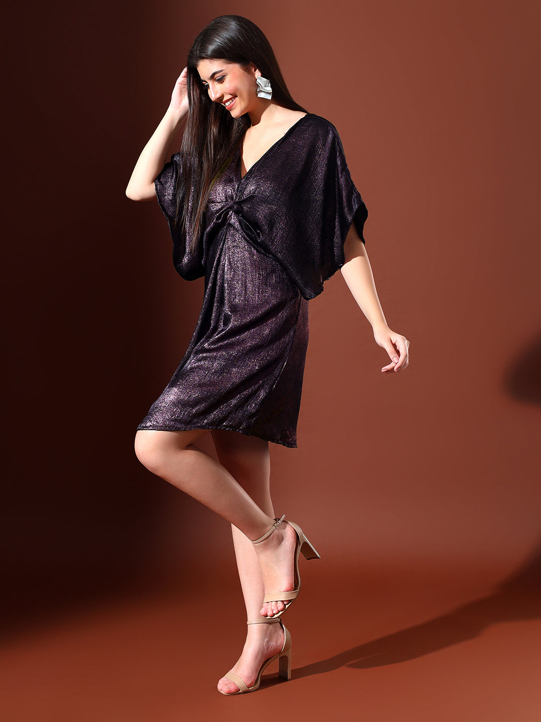 Shimmer Wine Butterfly Dress