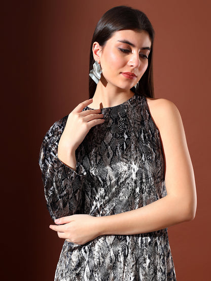Snake Print Velvet Party Dress