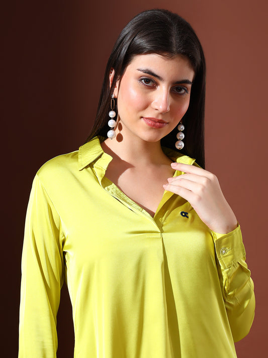 Light-Green Satin Shirt